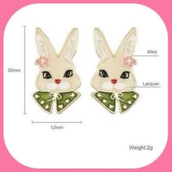 COPY - New Adorable Precious Easter Bunny Charlotte Enamel Stud Earrings - Picture 4 of 5